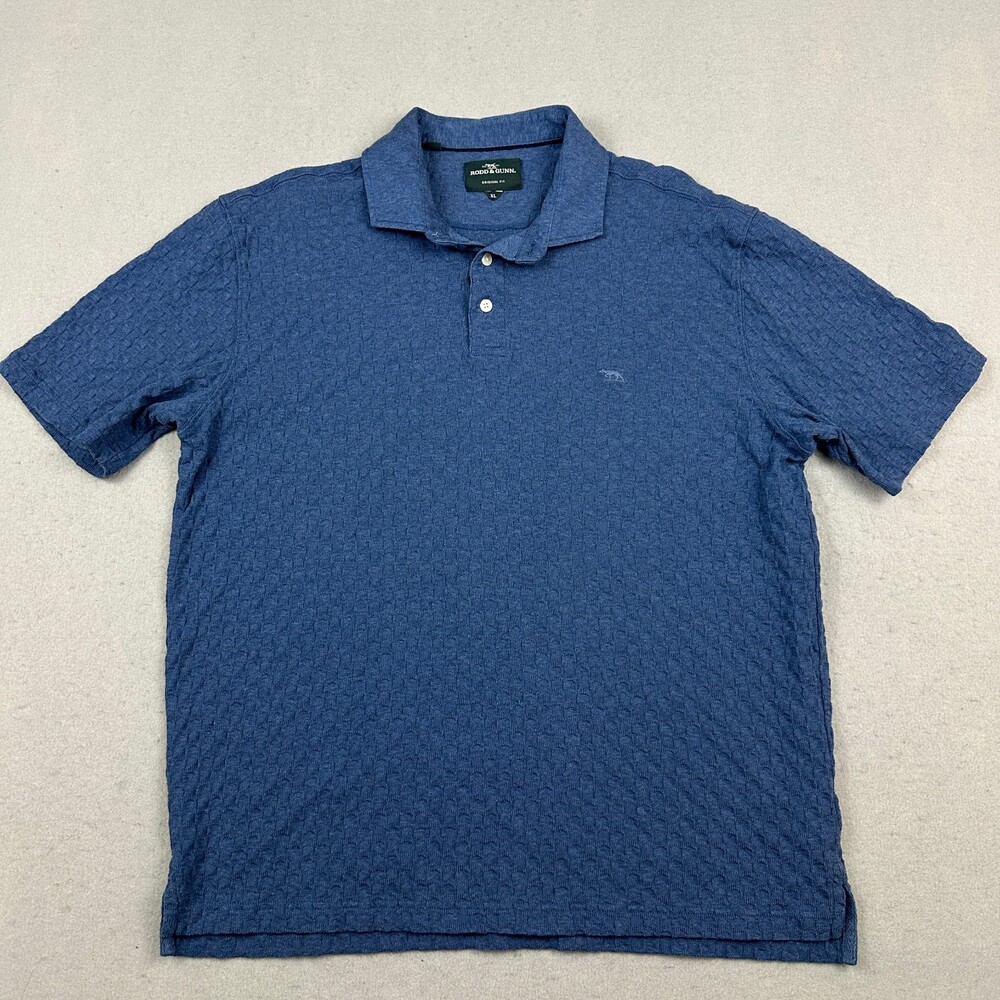 Rodd & Gunn Polo Shirt Men Extra Large Blue Textured Original Fit Short Sleeve